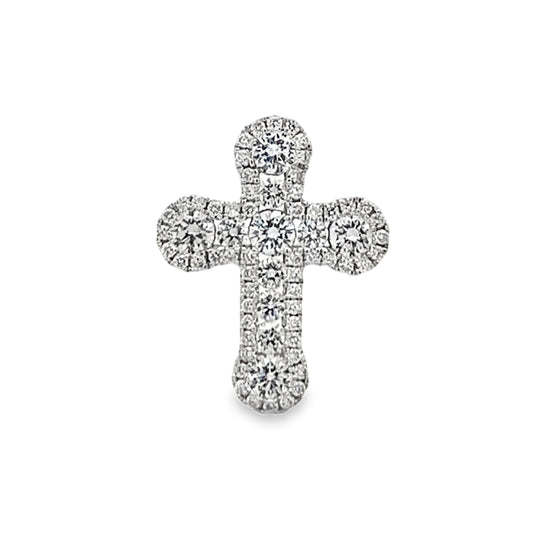 18K White Gold Diamond Cross Slide Pendant