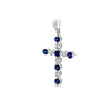 18K White Gold Diamond and Sapphire Cross Pendant