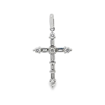 18K White Gold Diamond Cross Pendant