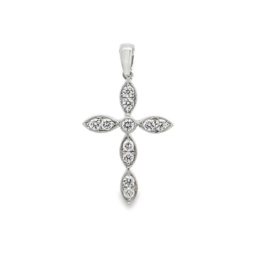 18K White Gold Diamond Cross Pendant