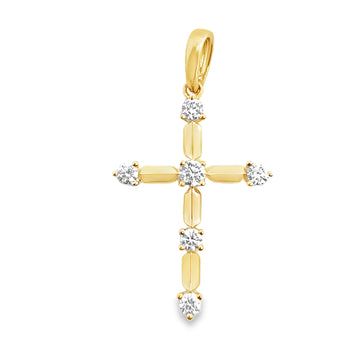 18K Yellow Gold Diamond Cross Pendant