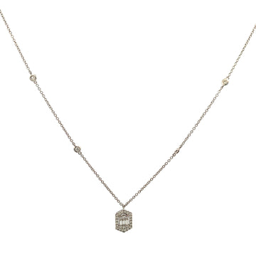18K White Gold Diamond Custer Pendant with Chain