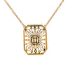 18K Yellow Gold Art Deco-Inspired Diamond Pendant with Chain