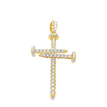 18K Yellow Gold Diamond Cross Pendant