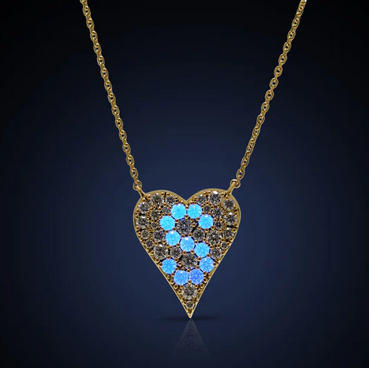Malka 18K Yellow Gold Flourescent S Diamond Heart Pendant