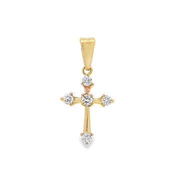 18K Yellow Gold Small Diamond Cross Pendant