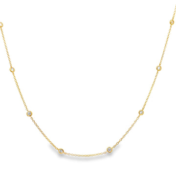 14K Yellow Gold Diamond By The Yard Necklace 18"