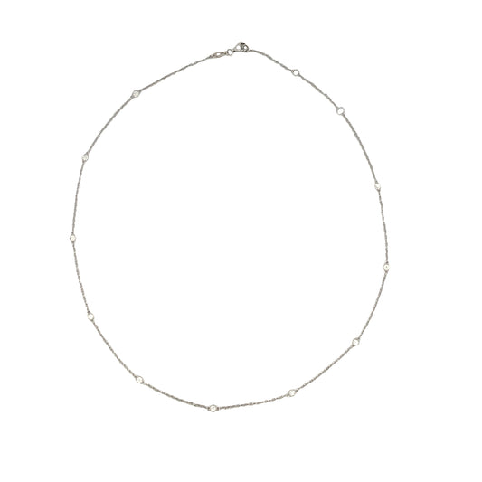18K Diamond By The Yard Necklace with 10 Diamond Stations