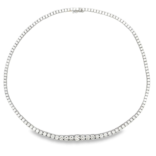 18K White Gold Graduating DiamondTennis Necklace