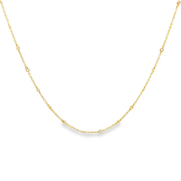 18K Yellow Gold Diamond By The Yard Necklace with 23 Bezel-Set Diamond Stations