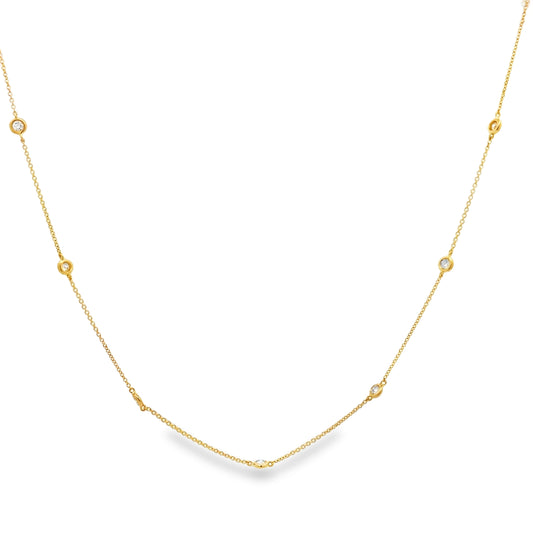 18K Yellow Gold Diamond By The Yard Necklace 18"