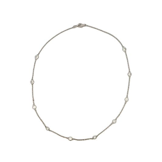 18K White Gold Diamond By The Yard Necklace 16"