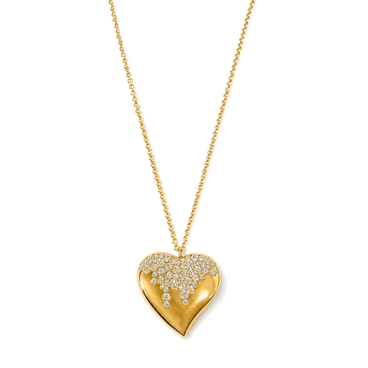 Leo Pizzo 18K Yellow Gold Large Diamond Heart Necklace