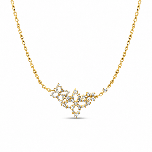 Roberto Coin 18K Yellow Gold Diamond Princess Triple Flower Necklace