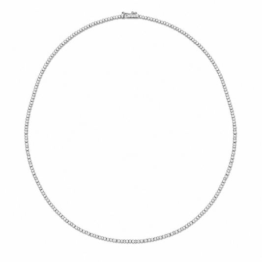 14K White Gold Diamond Tennis Necklace 16"