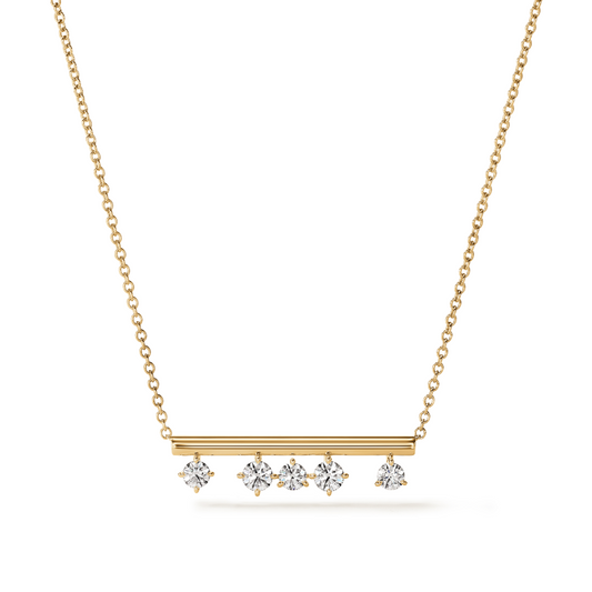 Hearts On Fire 18K Yellow Gold Floating Diamond Bar Necklace