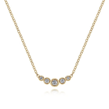 Gabriel & Co. 14K Yellow Gold Bezel Diamond Bar Necklace