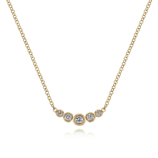 Gabriel & Co. 14K Yellow Gold Bezel Diamond Bar Necklace