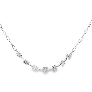 Norman Silverman 18K White Gold Diamond and Paperclip Necklace