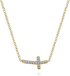 Gabriel & Co.14K Yellow Gold Curved Diamond Cross Necklace