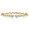 Gabriel & Co. 14K Yellow Gold Bujukan and Pave Diamond Teardrop Open Bangle