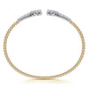 Gabriel & Co. 14K Yellow and White Gold Bujukan and Diamond Clover Open Bangle