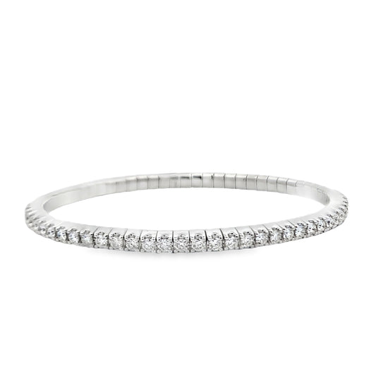 14K White Gold Diamond Stretchable Tennis Bracelet