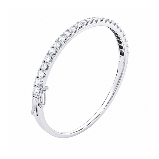 18K White Gold 4 Carat Diamond Bangle Bracelet