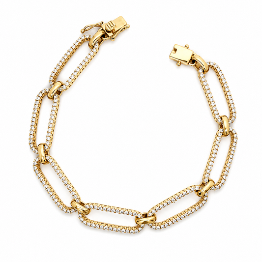 18K Yellow Gold 2 Carat Diamond Fancy Link Bracelet