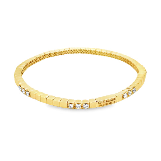 Luigi Tavanti 14K Yellow Gold 7 Diamond Station Stretchable Bangle