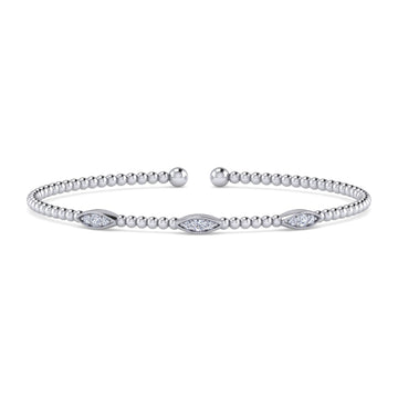 Gabriel & Co. 14K White Gold Diamond Stations Bangle