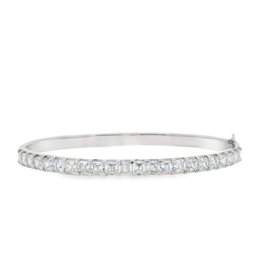 Norman Silverman 18K White Gold Asscher Cut Diamond Bangle