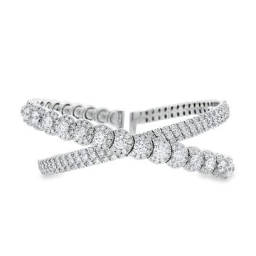 Damaso 18K White Gold Crossover Diamond Bangle