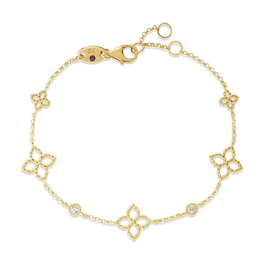 Roberto Coin 18K Yellow Gold Princess Flower Diamond Bracelet