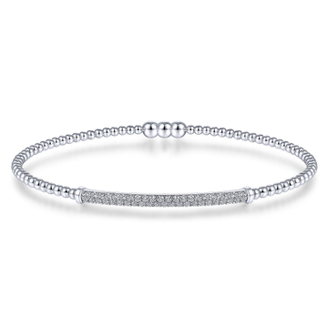 Gabriel & Co. 14K White Gold Pave Diamond Bar Locking Bangle