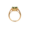 14K Yellow Gold Heart-Shaped Peridot and Diamond Halo Ring