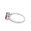 14K White Gold Garnet and Diamond Halo Ring