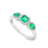 18K White Gold 3-Stone Emerald and Diamond Ring