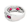 18K White Gold Ruby & Diamond Wide Ring