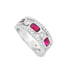 18K White Gold Ruby & Diamond Wide Ring
