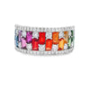 18K White Gold Rainbow Sapphire & Diamond Wide Band
