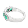 18K White Gold Emerald and Diamond 5-Stone Halos Ring