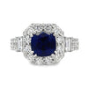 18K Two-Tone Cushion Sapphire with Diamond Halo and Shank Ring