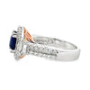 18K Two-Tone Cushion Sapphire with Diamond Halo and Shank Ring