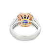 18K Two-Tone Cushion Sapphire with Diamond Halo and Shank Ring