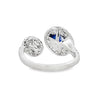 18K White Gold Bypass Sapphire and Diamond Ring