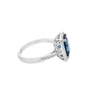 14K White Gold Blue Topaz and Diamond Ring