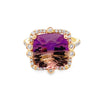 14K Yellow Gold Cushion Ametrine and Diamonds Fashion Ring