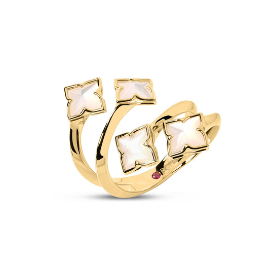Roberto Coin 18K Yellow Gold Venetian Princess Carnival Mother Of Pearl 4 Row Flower Ring