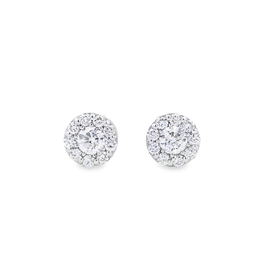 14K White Gold 1/2-Carat Diamond Cluster Studs